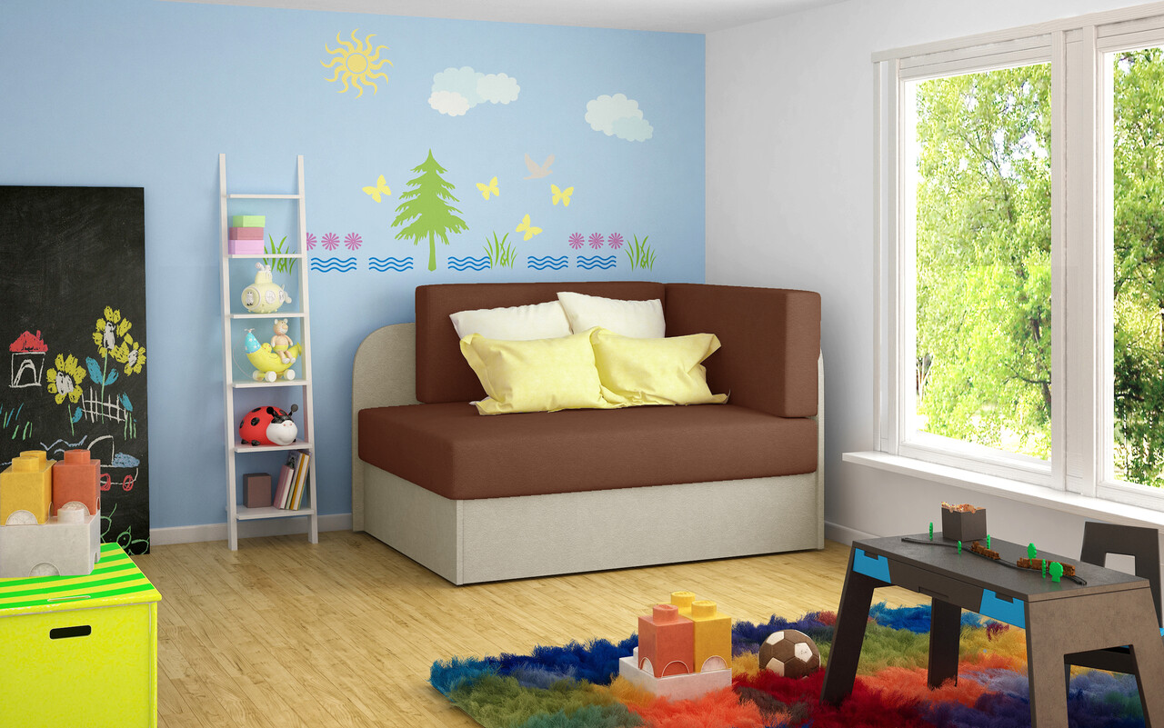 Canapea extensibila 2 locuri, ELTAP, Rosa, 104x75x60 cm, lemn/poliester, maro deschis/bej - imagine 5